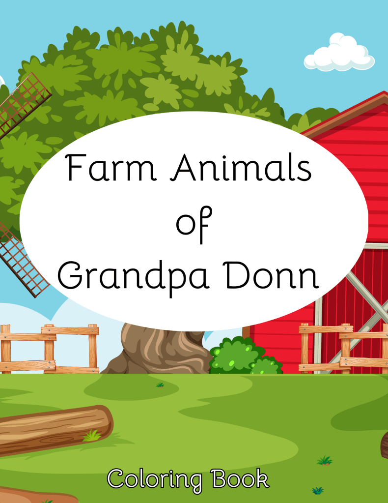 Farm background with windmill. White oval with text