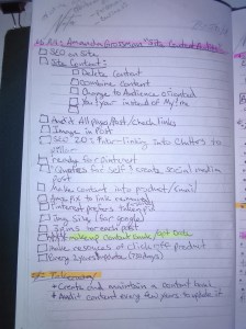 notes with highlights on title (pink); Takeaways(oranges); and important notes(yellow) all on lined page of notebook.